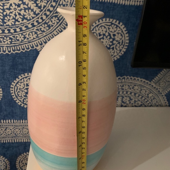 Vase in pastel blue, pink, yellow orange - Picture 4 of 4